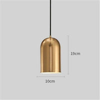 Suspension design LED avec cylindre doré arrondi Loft