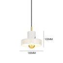 Suspension design LED arrondie dorée et cylindre blanc