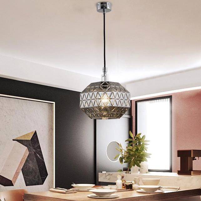Suspension rétro LED en verre aux motifs Luxury - vue 3 sur 5