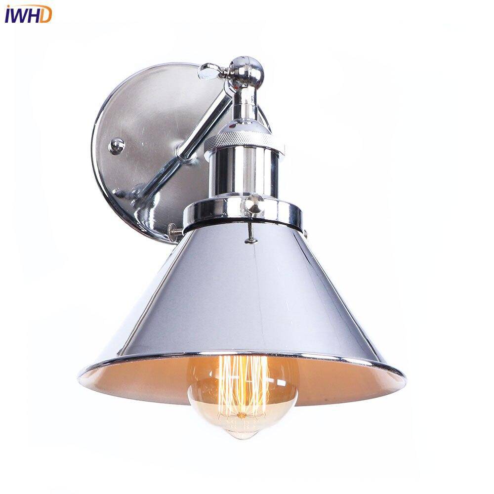 Applique murale rétro LED avec abat-jour conique argenté Edison - vue 7 sur 8