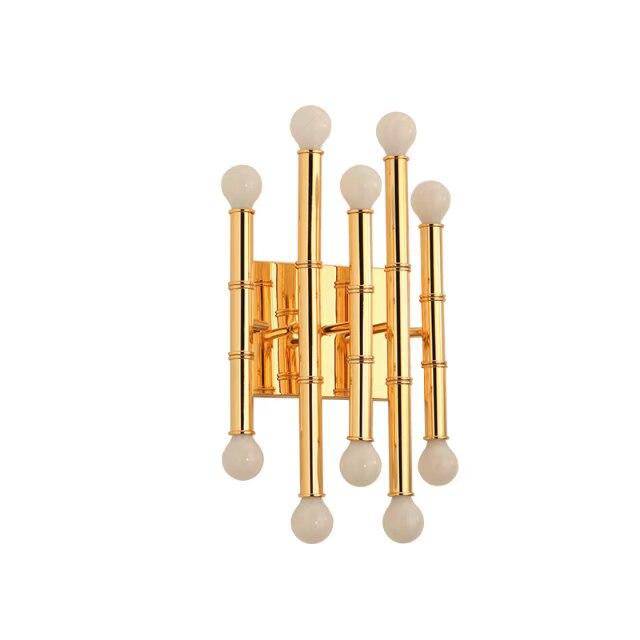 Applique murale moderne LED style bambou en métal doré - vue 3 sur 4
