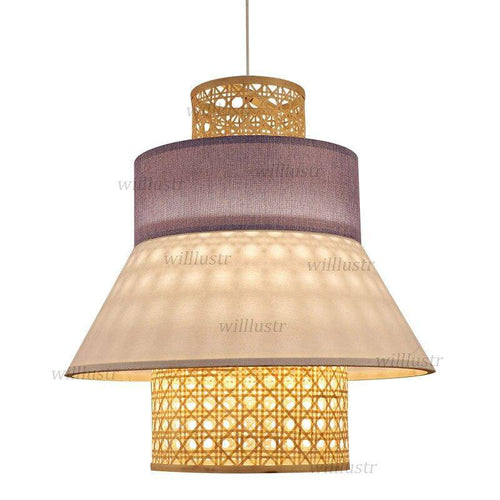 Suspension en rotin LED avec abat-jour triangulaire style japonais