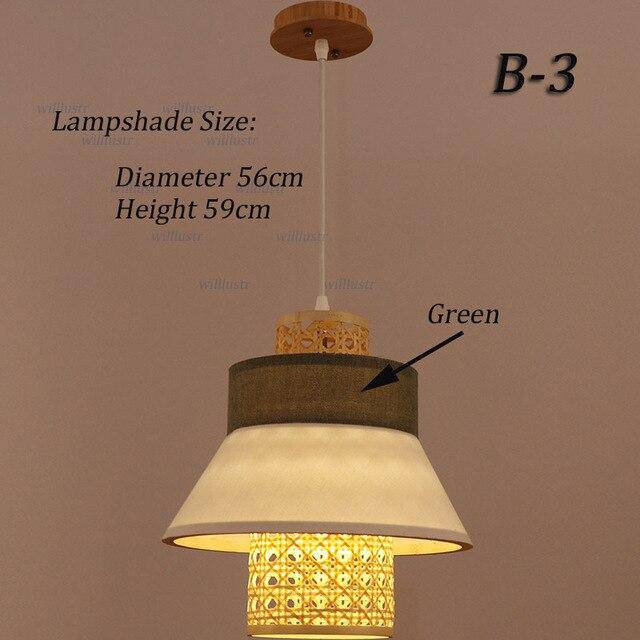 Suspension en rotin LED avec abat-jour triangulaire style japonais - vue 10 sur 11