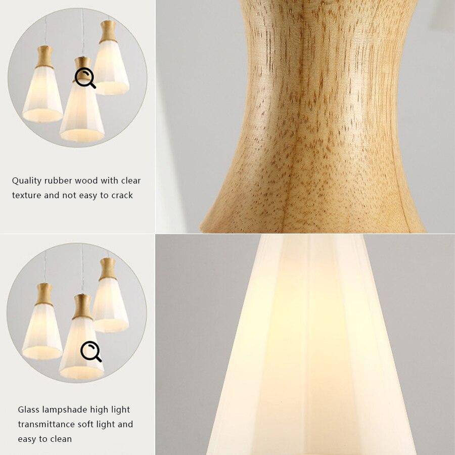 Suspension design en cône en bois à LED style japonais - vue 6 sur 7