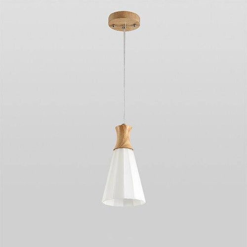 Suspension scandinave LED blanche avec abat-jour bois