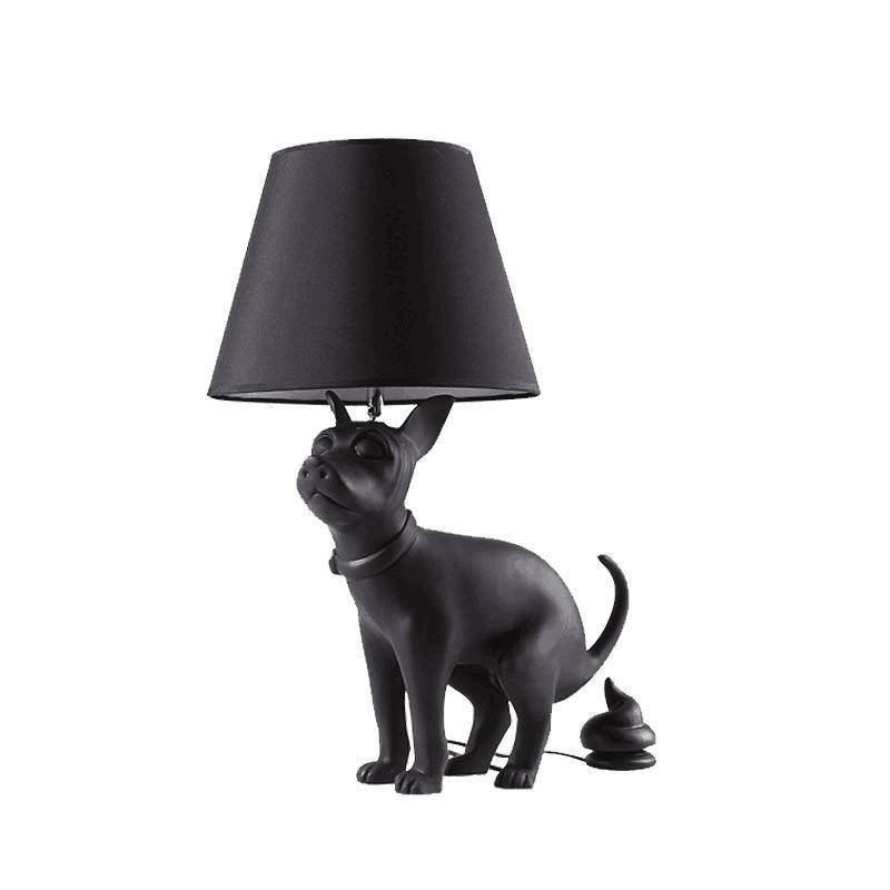 Lampe à poser avec support chien et abat-jour noir - vue 7 sur 6