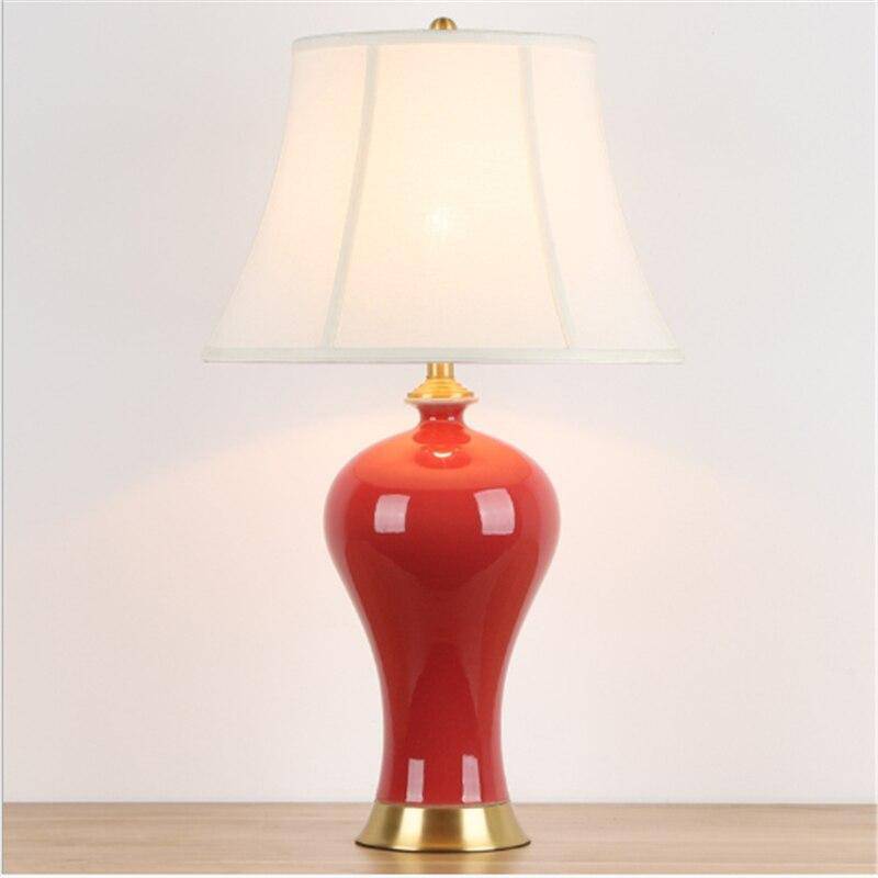 Lampe de chevet rétro LED en céramique rouge Dohia - vue 4 sur 4