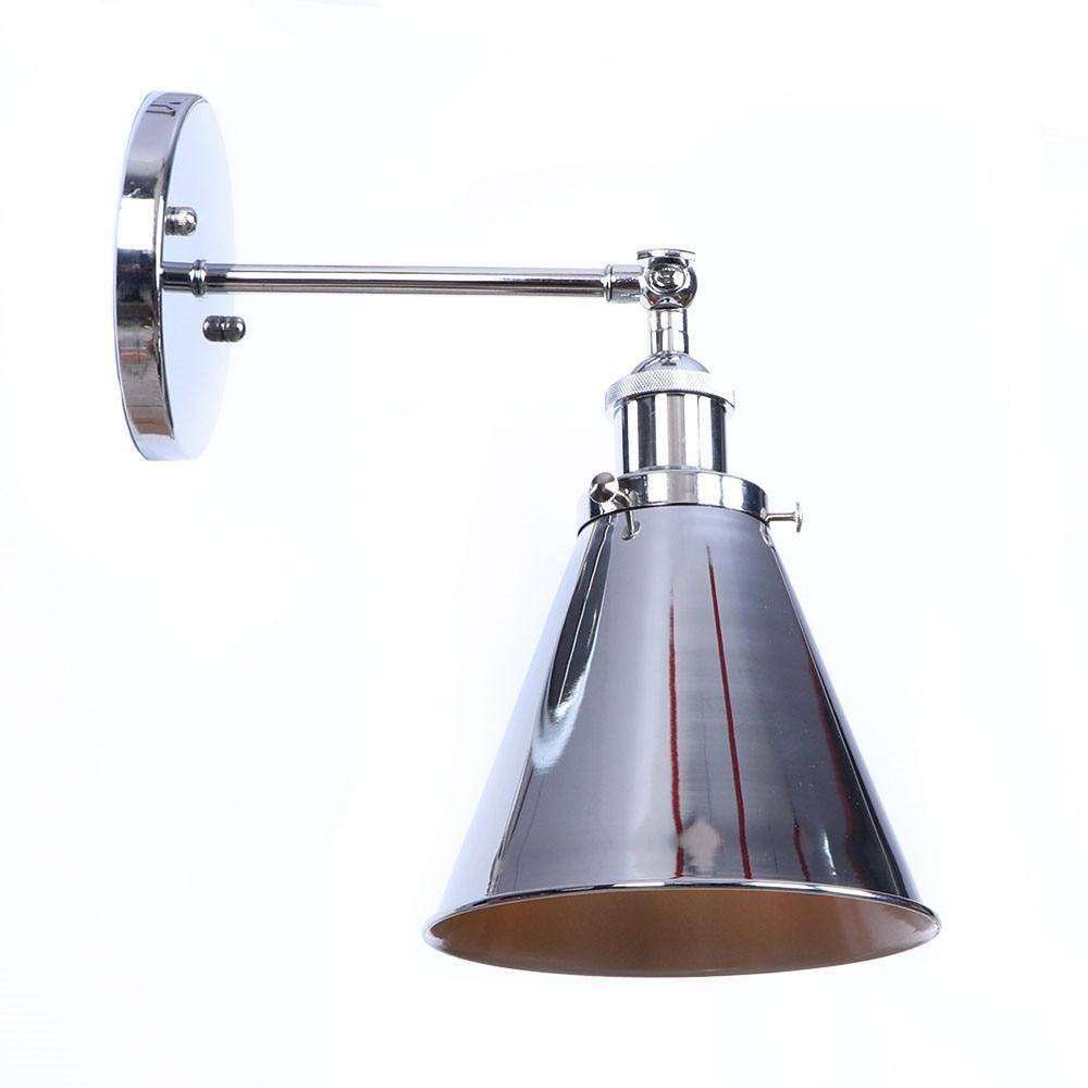 Applique murale rétro LED avec abat-jour conique argenté Edison - vue 3 sur 8