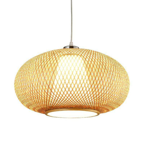 Suspension en bambou design en boule ovale