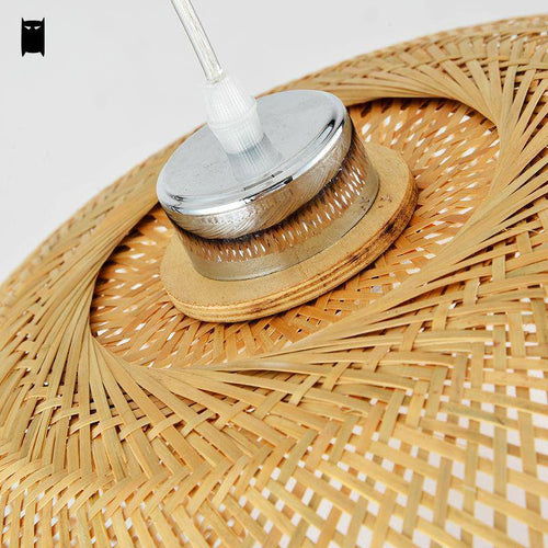 Suspension en bambou design en boule ovale