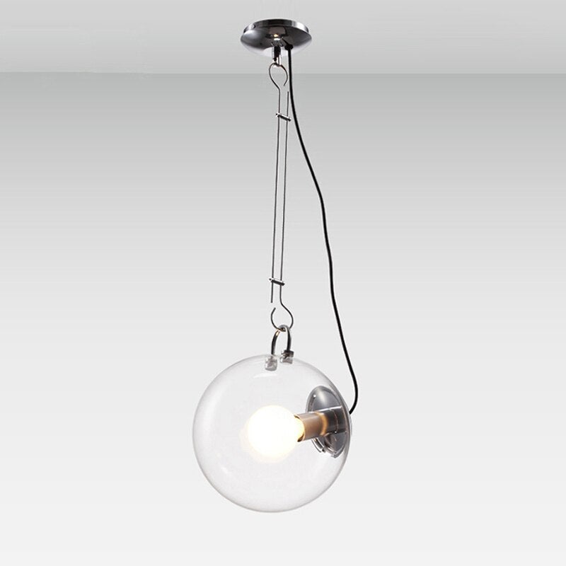 Suspension industrielle argentée avec globe en verre Irantzu - vue 5 sur 4