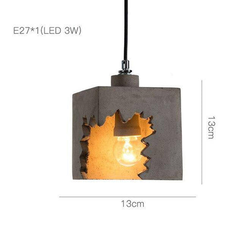Suspension moderne LED avec abat-jour cube gris Loft