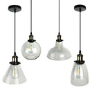 Suspension moderne LED noir avec abat-jour en verre Loft