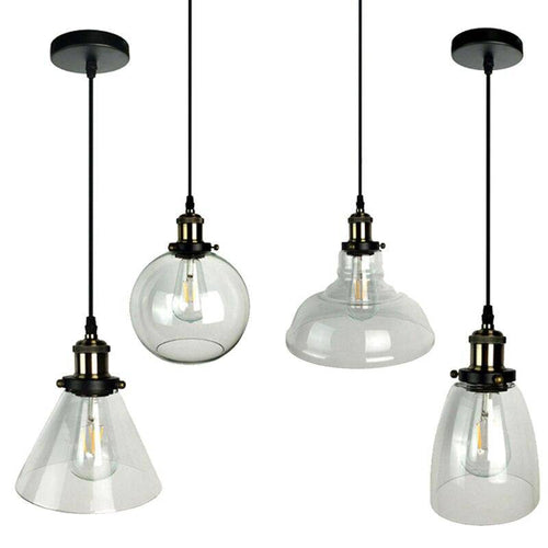 Suspension moderne LED noir avec abat-jour en verre Loft