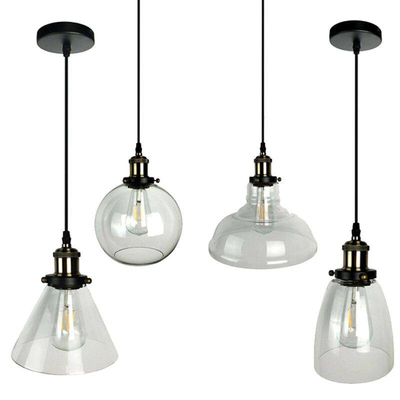 Suspension moderne LED noir avec abat-jour en verre Loft - vue 5 sur 10