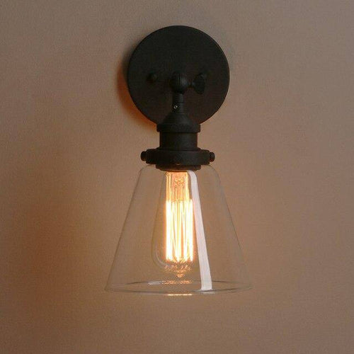 Applique murale rétro LED en métal avec abat-jour en verre Permo