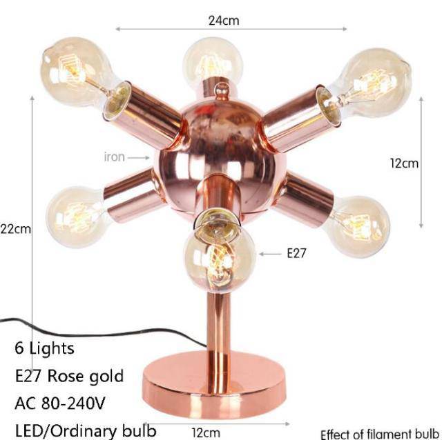 Lampe à poser design à LED rose gold avec plusieurs ampoules Creative - vue 4 sur 7