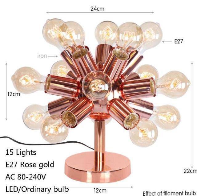 Lampe à poser design à LED rose gold avec plusieurs ampoules Creative - vue 3 sur 7