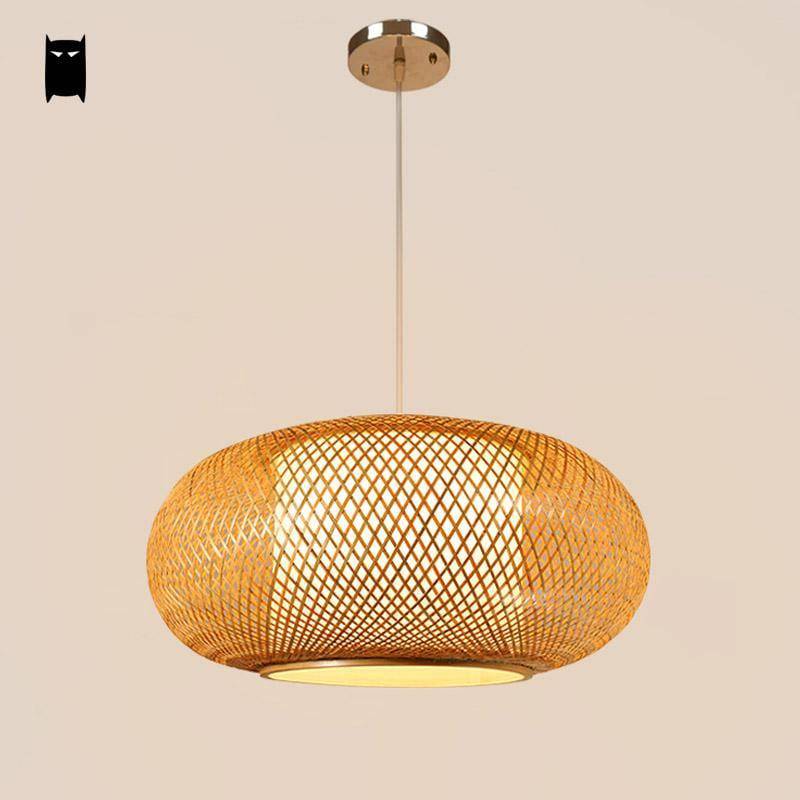 Suspension en bambou rond ovale style japonais Woven - vue 4 sur 6