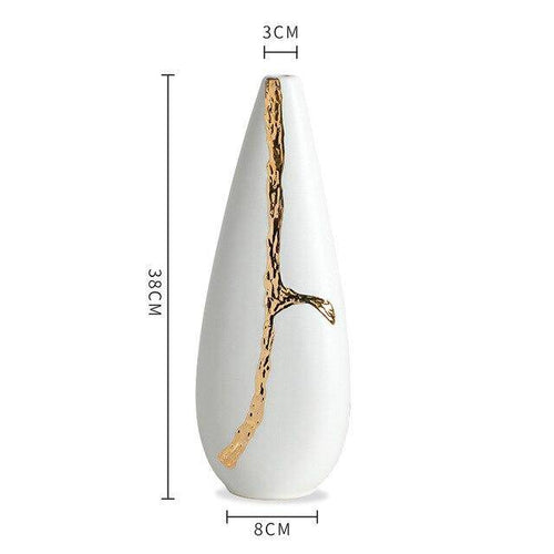 Vase design blanc au style abstrait doré Xuan
