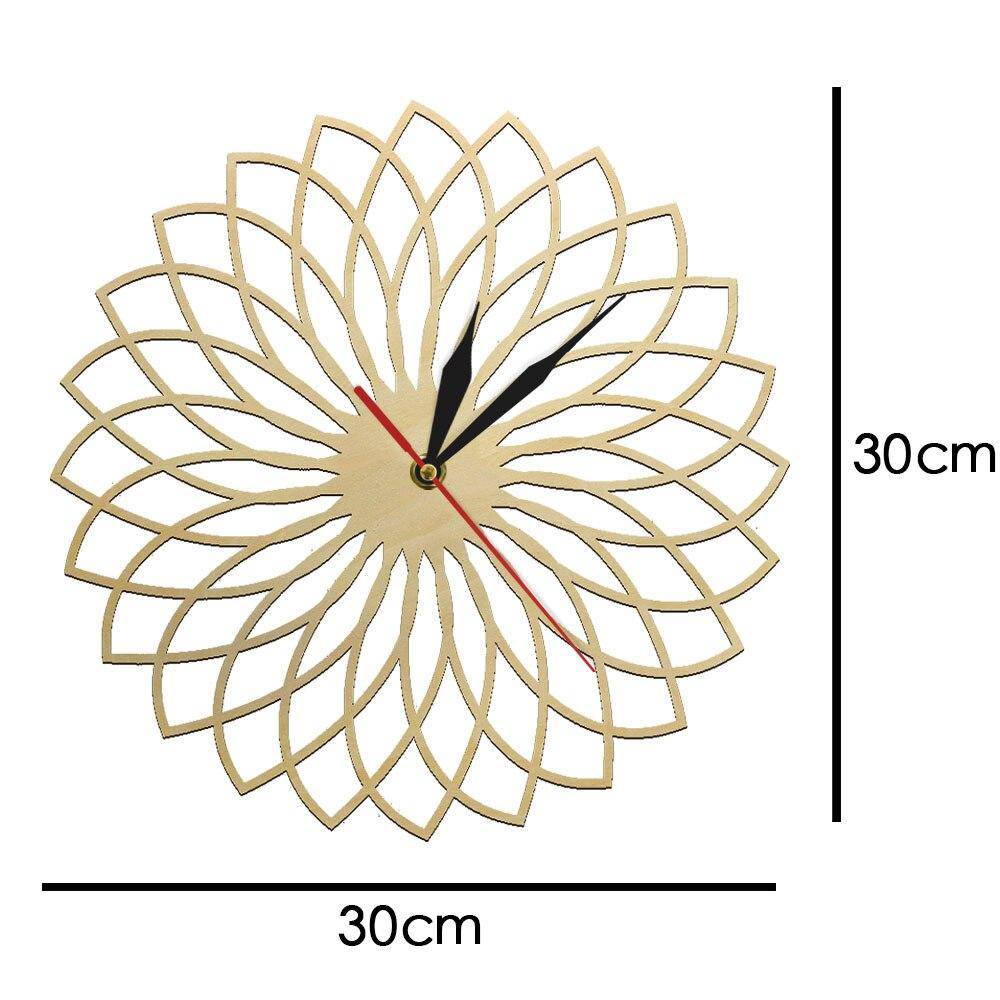 Horloge murale en bois rosace géométrique 30cm Floral - vue 7 sur 8