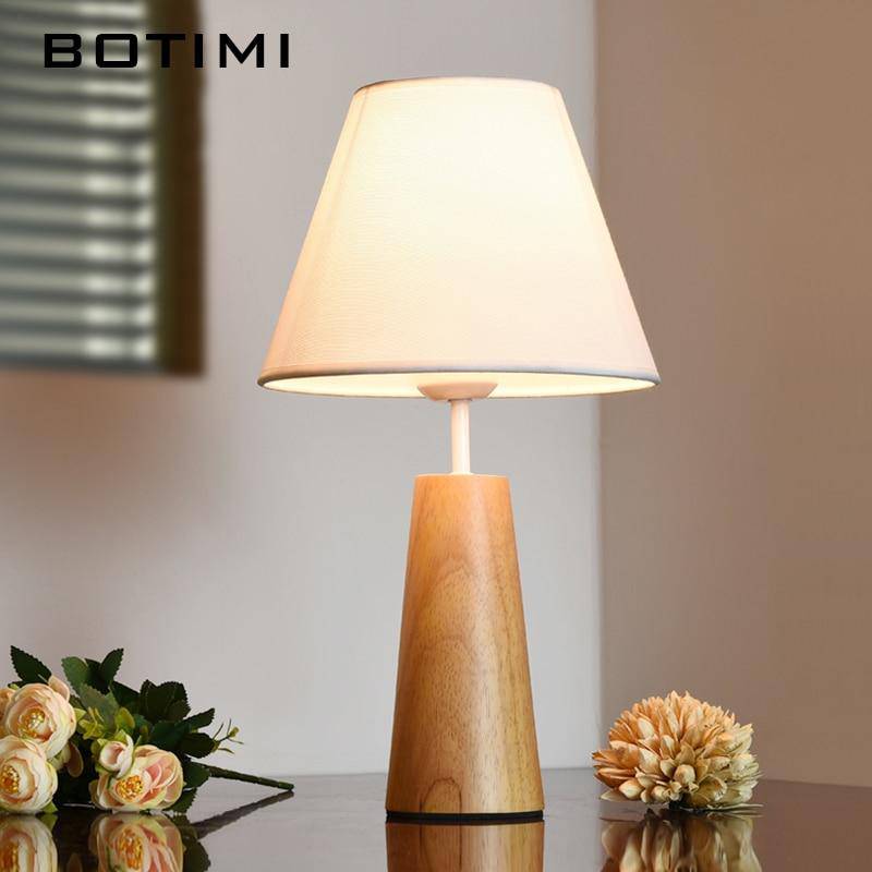 Lampe à poser moderne LED en bois avec abat-jour blanc Deco - vue 3 sur 2