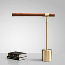 Lampe à poser design LED en métal dorée et bois style Fly