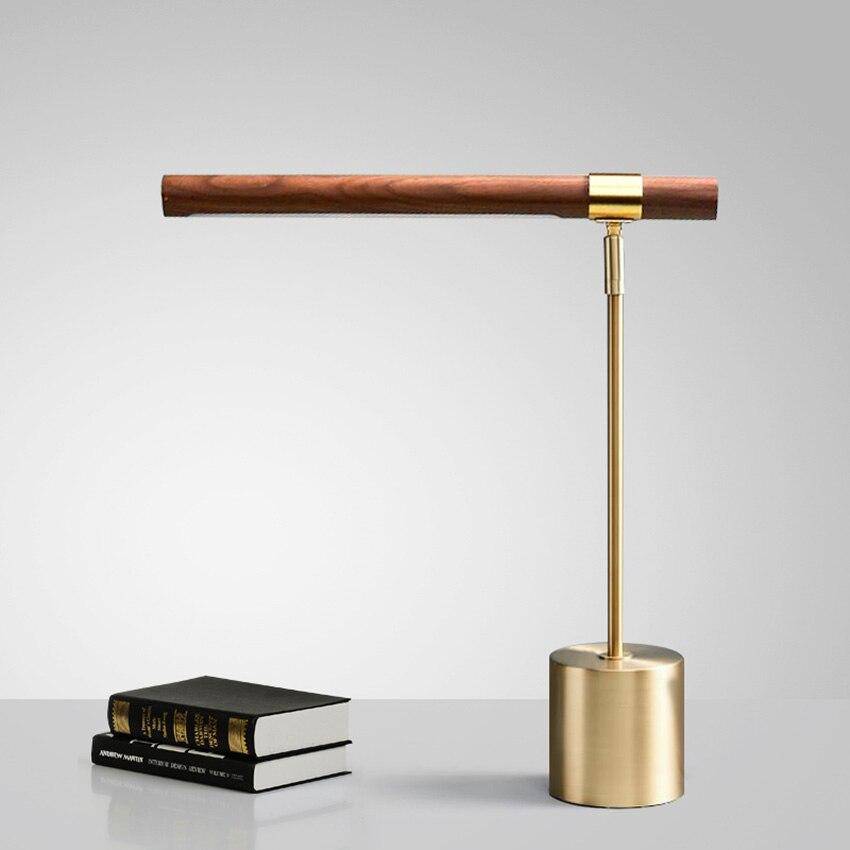 Lampe à poser design LED en métal dorée et bois style Fly - vue 6 sur 7