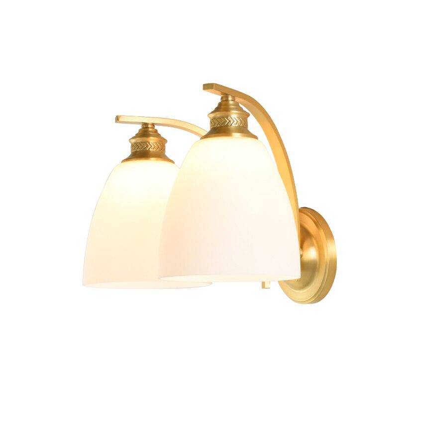 Applique murale moderne LED doré avec abat-jour arrondi blanc Herity - vue 6 sur 8