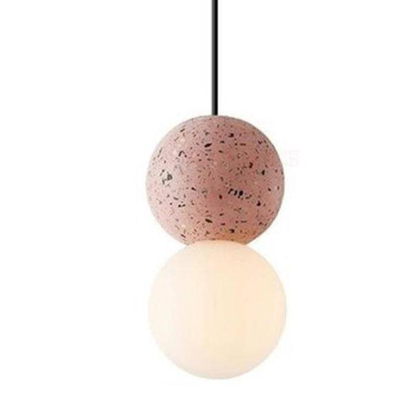 Suspension design en boule en ciment façon terrazzo LED - vue 5 sur 9