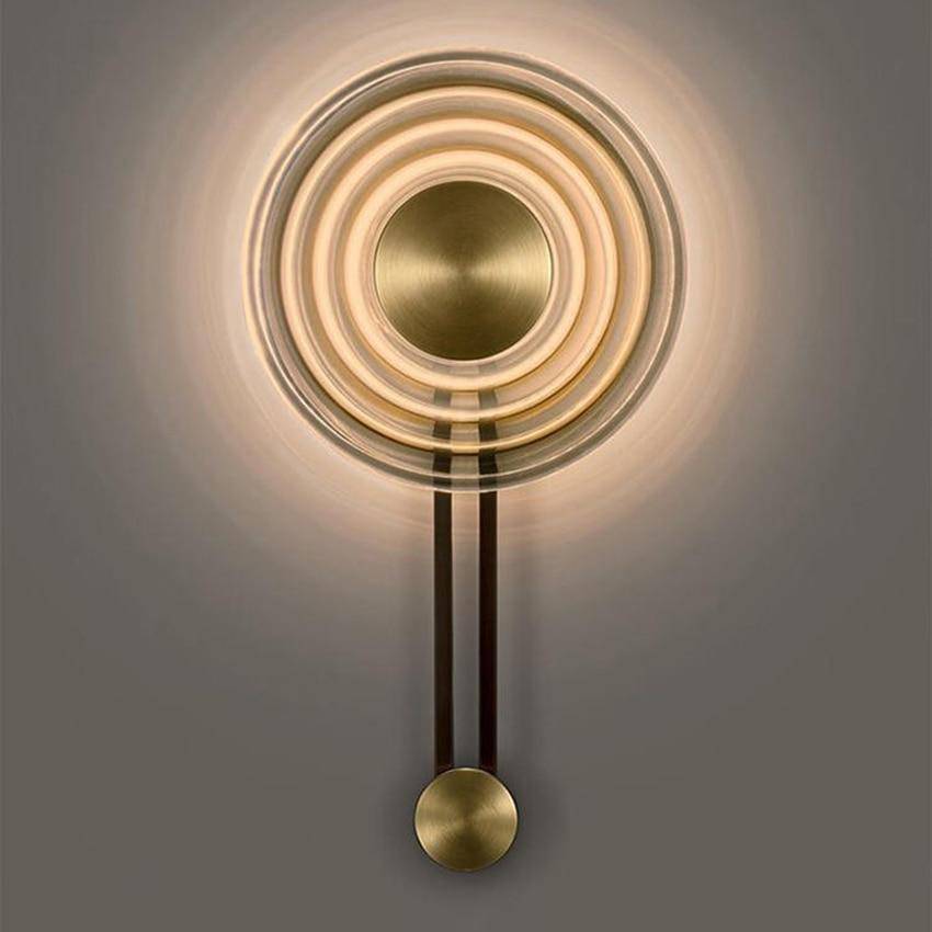 Applique murale design à LED dorée avec disque en verre Loft - vue 5 sur 6