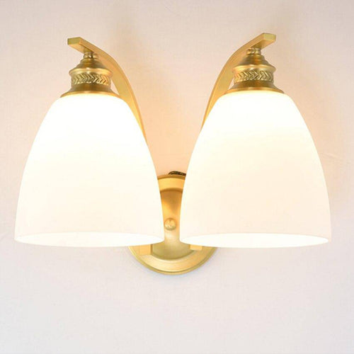 Applique murale moderne LED doré avec abat-jour arrondi blanc Herity