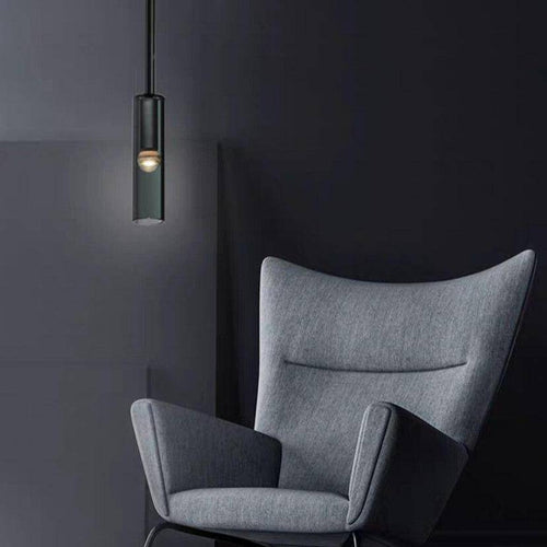 Suspension design à LED cylindrique en verre cristal Fly