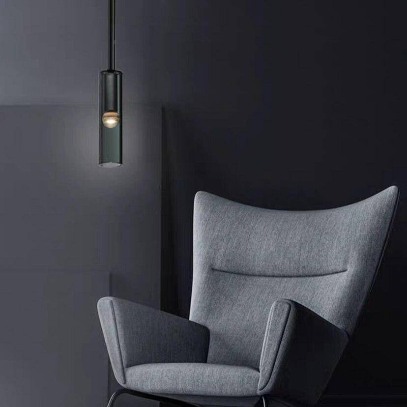 Suspension design à LED cylindrique en verre cristal Fly - vue 3 sur 6