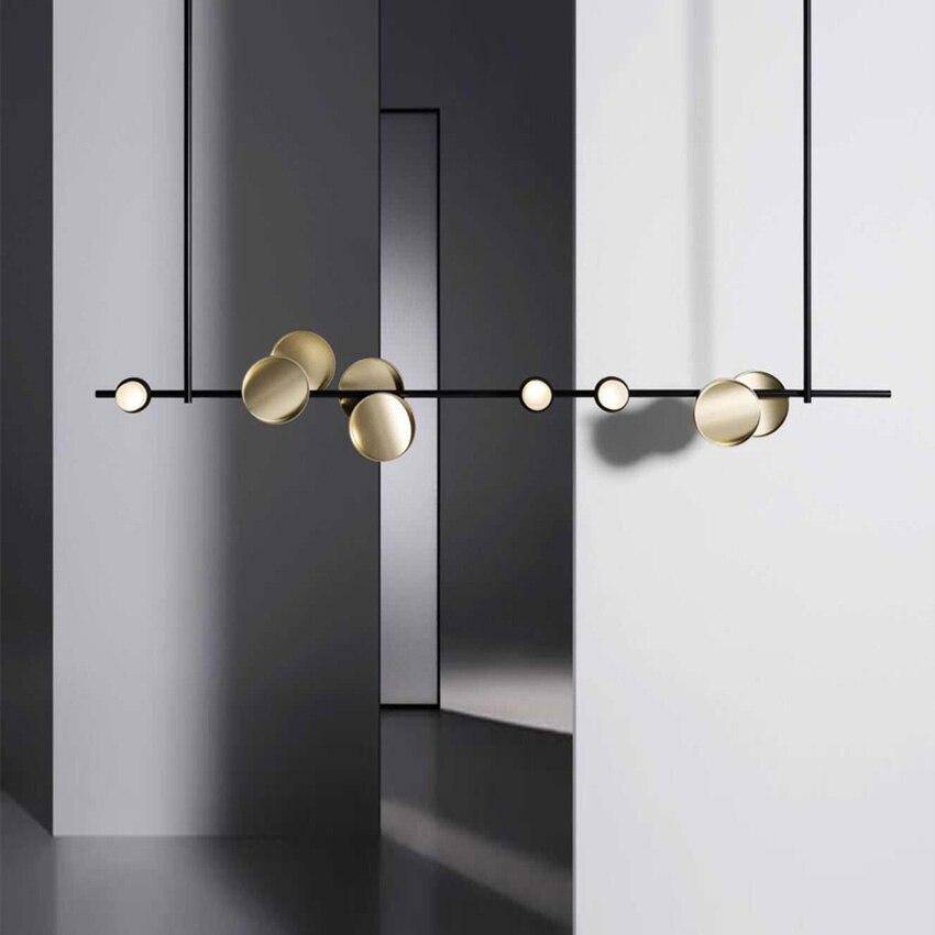 Lustre et suspension design art déco noir et doré avec lampes LED - vue 6 sur 11