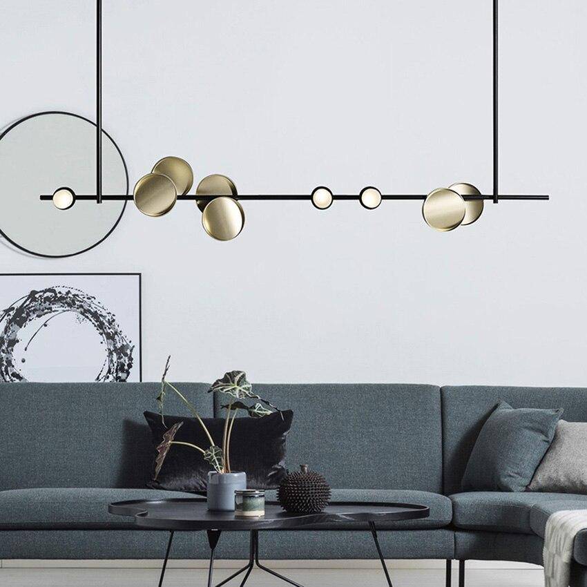 Lustre et suspension design art déco noir et doré avec lampes LED - vue 5 sur 11