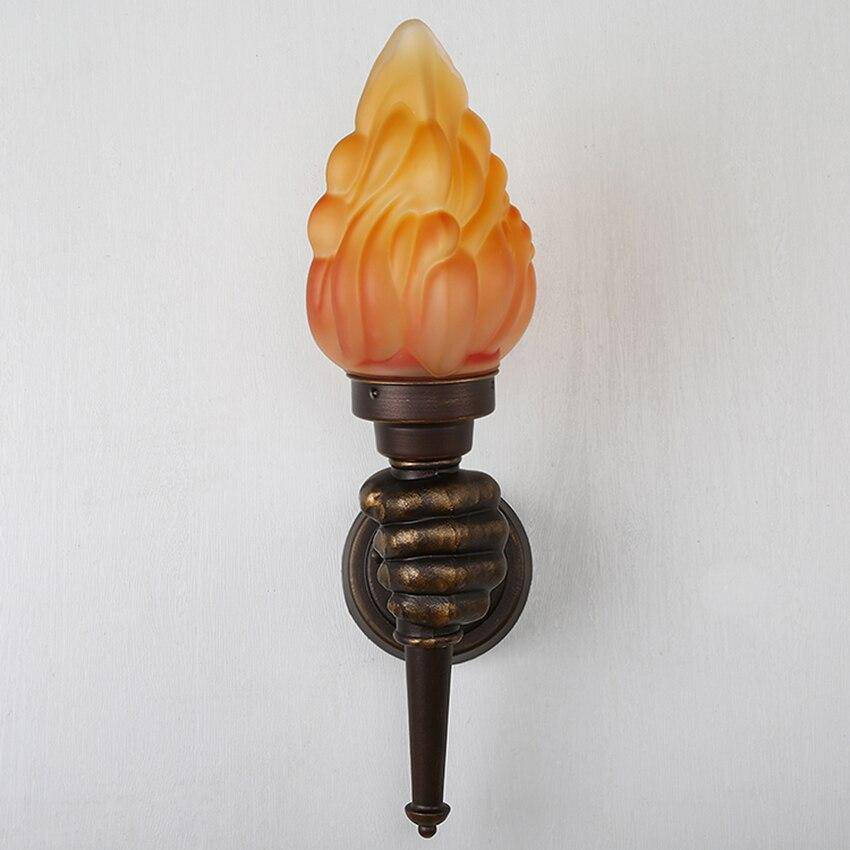 Applique murale rustique flambeau en verre tenu à la main en métal Vintage - vue 4 sur 4