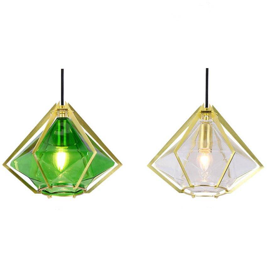 Suspension design géométrique doré et verre coloré Diamond - vue 12 sur 14