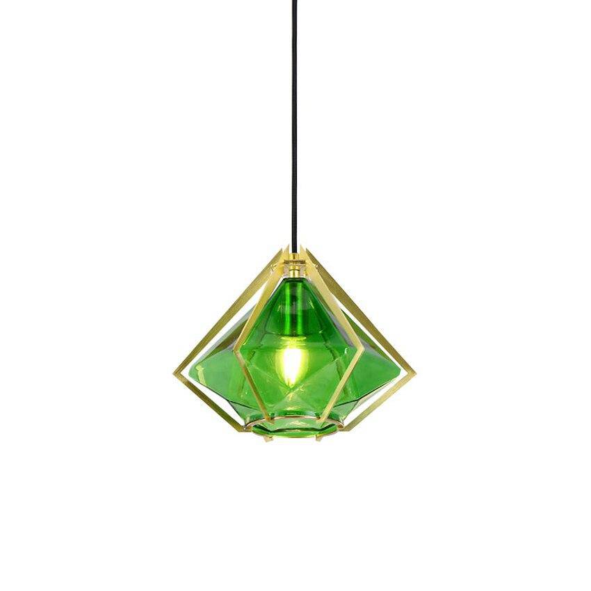 Suspension design géométrique doré et verre coloré Diamond - vue 7 sur 14
