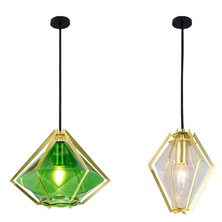 Suspension design géométrique doré et verre coloré Diamond - vue 13 sur 14