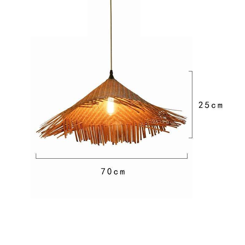 Suspension rustique LED avec abat-jour en rotin triangulaire style Asian - vue 7 sur 6