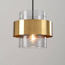 Suspension design LED avec cylindre en verre et metal doré