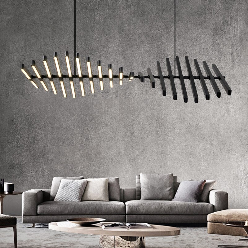Lustre design LED réglable avec baguettes métalliques Lucian