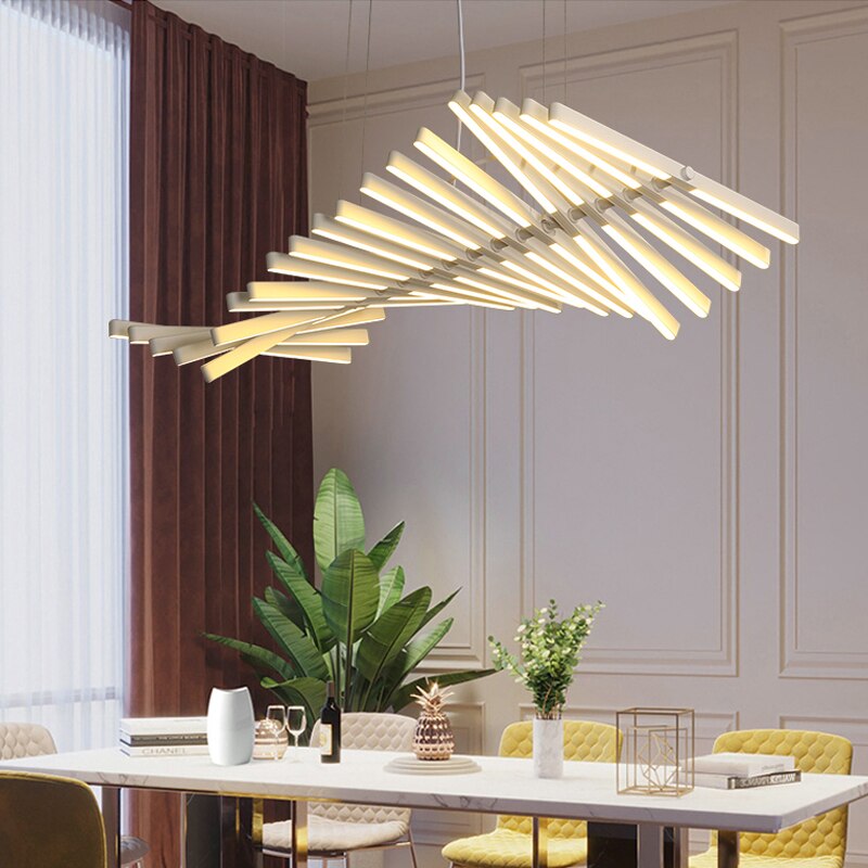 Lustre design LED réglable avec baguettes métalliques Lucian