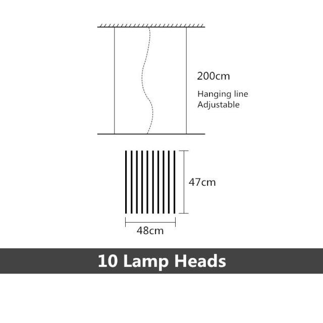 Lustre design LED réglable avec baguettes métalliques Lucian
