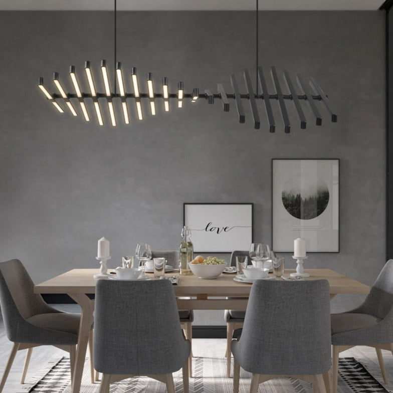 Lustre design LED réglable avec baguettes métalliques Lucian