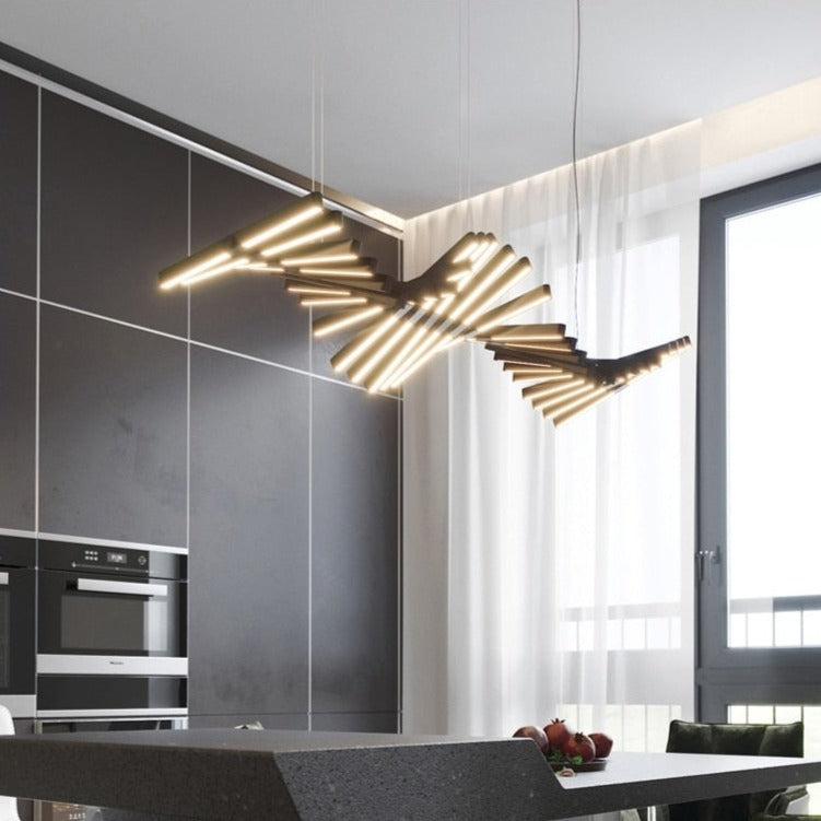Lustre design LED réglable avec baguettes métalliques Lucian