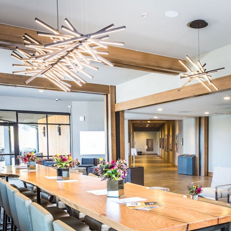 Lustre design LED réglable avec baguettes métalliques Lucian