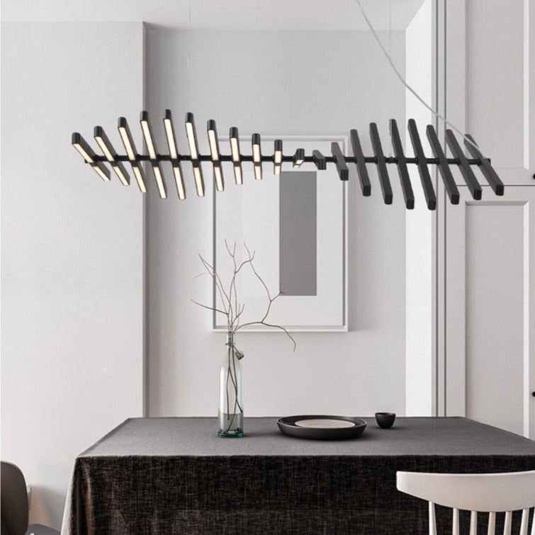 Lustre design LED réglable avec baguettes métalliques Lucian