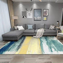 Tapis design rectangle tableau abstrait bleu et jaune Area